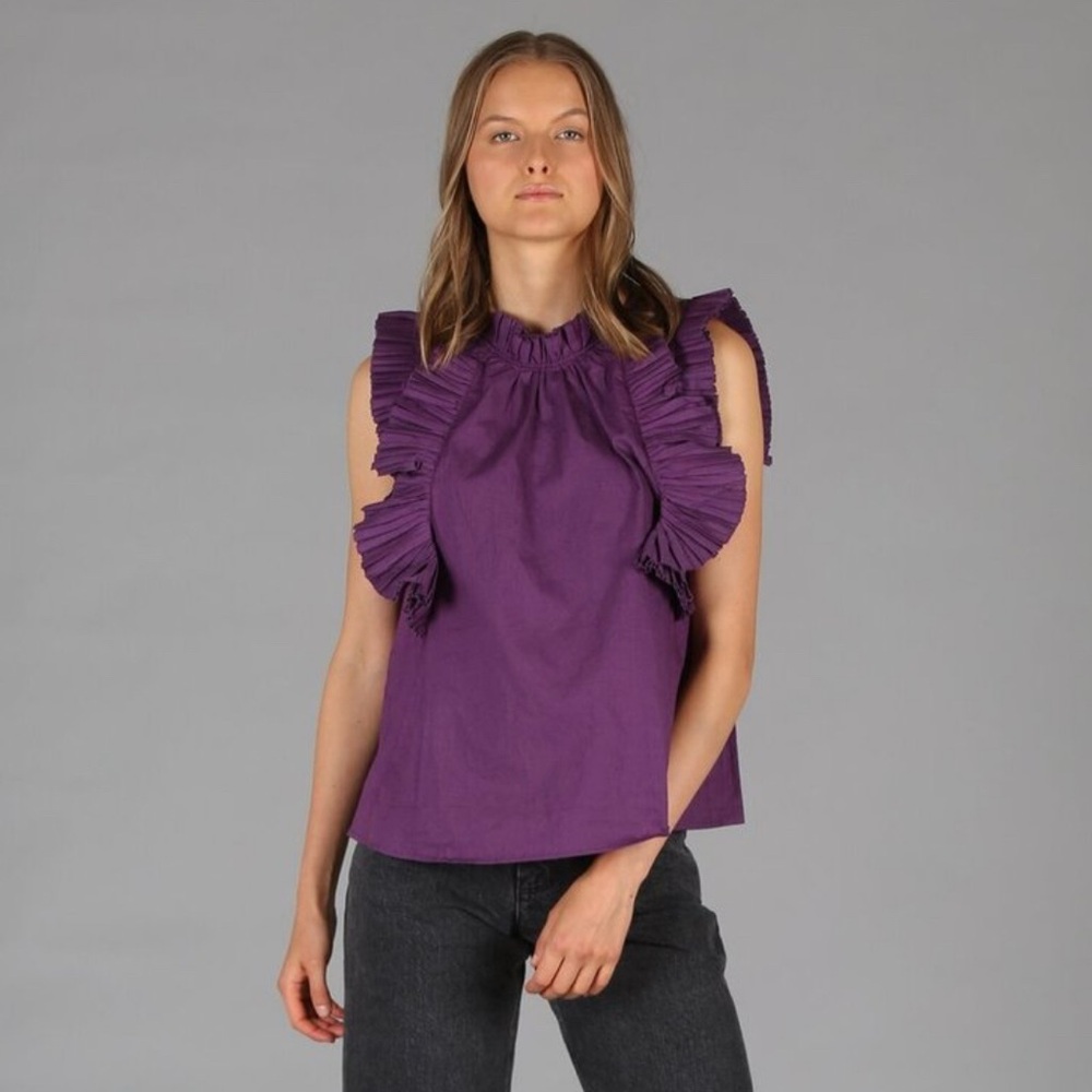 Sea New York Purple Ruffled Sleeveless Top